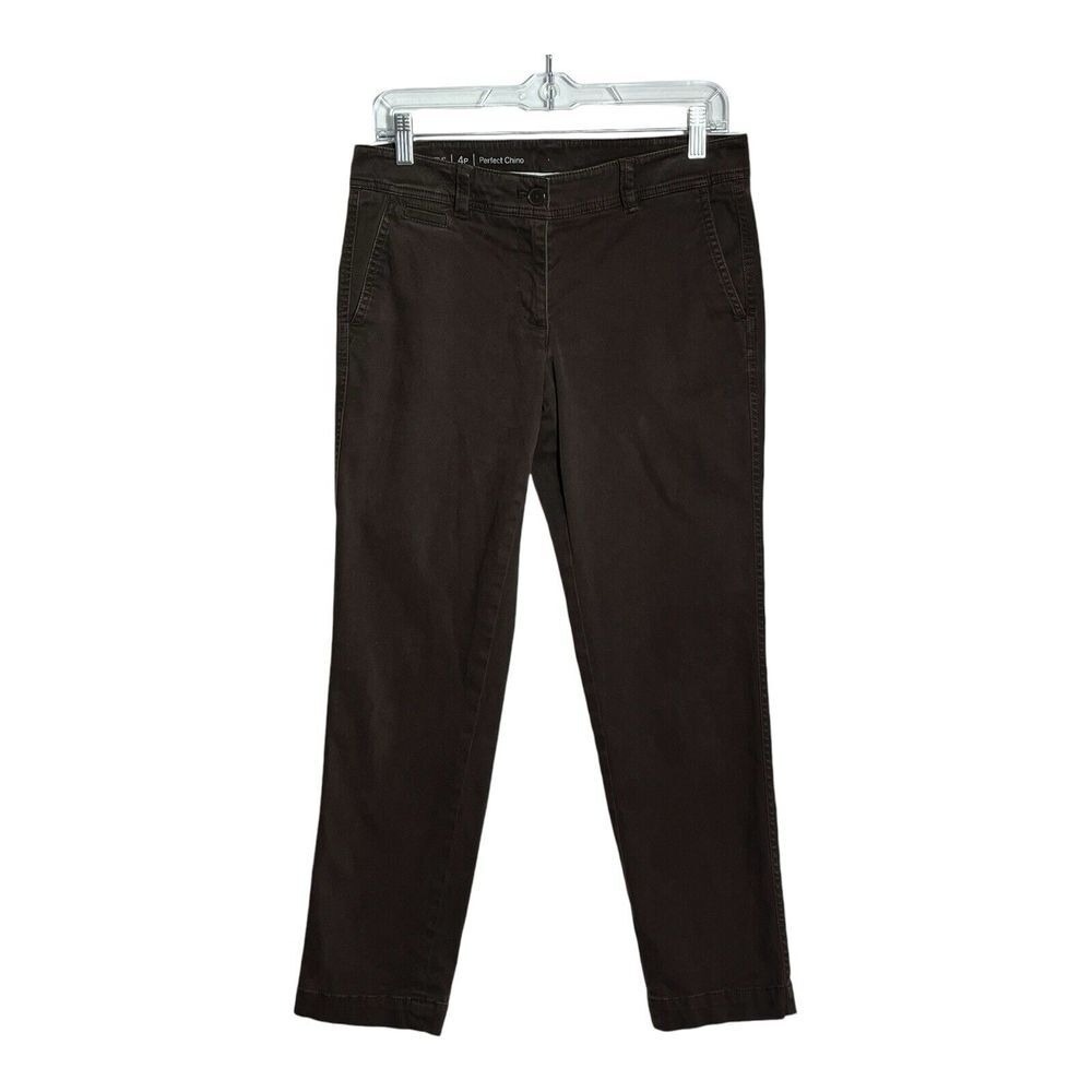 Talbots Womens Perfect Chino Pants Brown Size 4P‎ Flat Front Casual Everyday
